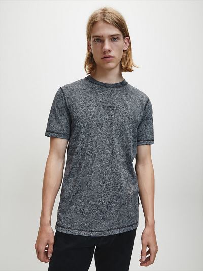 Calvin Klein Ruhák HU014387 | Calvin Klein Heathered Cotton Blend Férfi Póló Fekete / Fehér